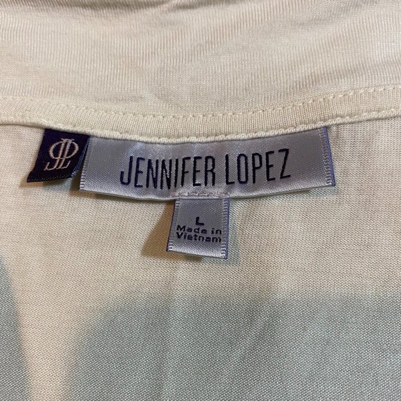 Jennifer Lopez Sheer Tunic Top Size Large Brown Cream - Picture 5 of 6